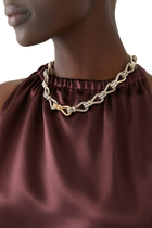 Thoroughbred Loop 18in Chain Link Necklace, 18k Yellow Gold & Sterling Silver